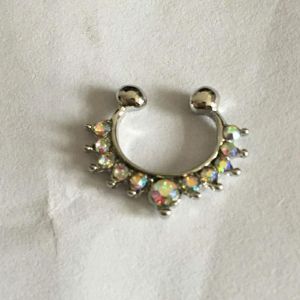 HUNIU Retro Hợp thời trang Hình Học Kim loại Đơn giản Punk Nose Fake Nhẫn Mũi gấu Cuff Đồ Trang Sức cơ thể Mũi Stud