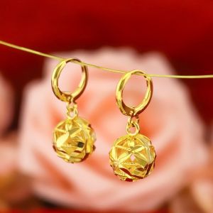 Hoa Tai Mạ Vàng Hợp Kim Không Rỉ Khuyên Tai cài Nữ quả cầu đá BT148