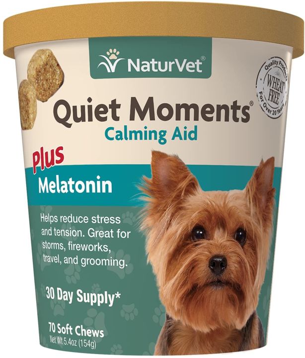 NaturVet Quiet Moments Calming Aid plus Melatonin Dog Supplements, 70 Soft Chews Lazada PH