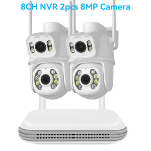 Hamrol  8CH 4K 8MP H.265  Dual Lens PTZ WIFI IP  Security Camera  WIFI NVR System Color Night Vision  Two Way Audio Waterproof CCTV  ICsee