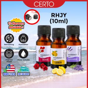 CERTO RHJY Fragrance Essential Oil 10ML Water Soluble for Air Humidifier Diffuser Aromatherapy DIY Candle Soap Fragrance Perfume Home Air Refresher Minyak Esensial Pati Aromaterapi Wangi Pewangi Rumah Bilik香薰精油