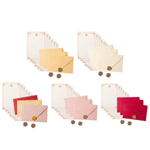 Vintage Stationery Letter Writing Paper Set with 3 Envelopes 6 Lined Letter Paper 3 Seal Sticker for Wedding