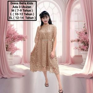 Dress Anak Perempuan Remaja Terbaru Full Brokat Mutiara Dress Bella Kids 7-14 Tahun 7-14 Tahun Dress Pesta Natal Abg Model Kekinian