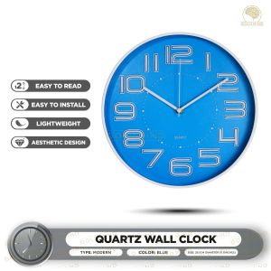 Quartz Wall Clock 29.5cm Ø (11.6 inches BLUEREDBLACK) - Gold Mind Everyday Low Price