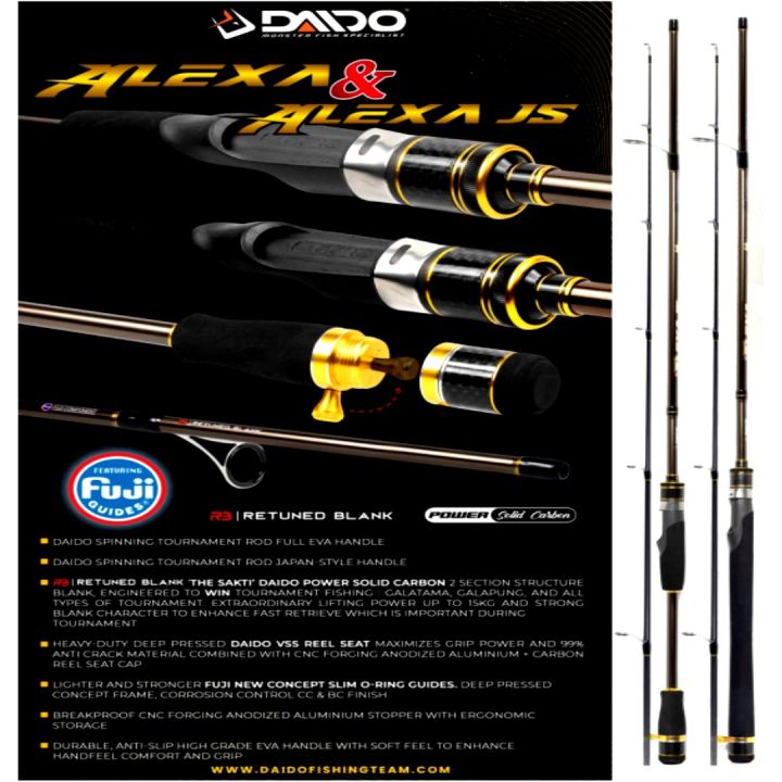 Daido Black Reaper Spinning rod. 2 section. Carbon solid. Ring