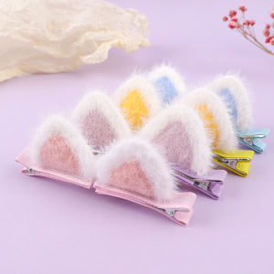 Lovely girls house 1 Pair Plush Cat Ears Hairpin Cute Hair Clip for Girls Kids Childrens Sweet Barrettes Fashion Hair Accessories