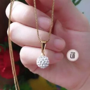 Kalung titanium bola mata putih CXA07121917