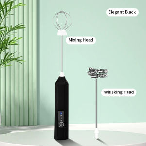 【Low Price】Automatic Beaters 3 Gear Adjustable USB Rechargeable Electric Milk Frother For Coffee Shop Eggs Stiring Kitchen Tools Stainless Steel Wire Whisk Beater Mixer Fadikou