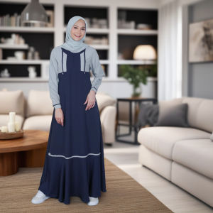 BAJU DRESS GAMIS WANITA ETHICA AYUMI 367 NAVY / BAJU DAILY OUTFIT DRESS GAMIS BAHAN MONALISA MIX INTERLIS BUSUI FRIENDLY