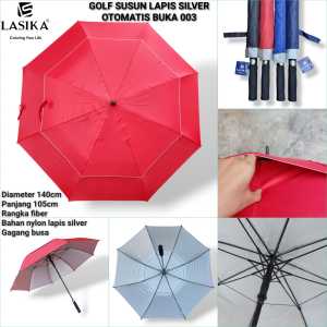 Payung Besar Golf otomatis 2 susun lapis  silver 003 lasika
