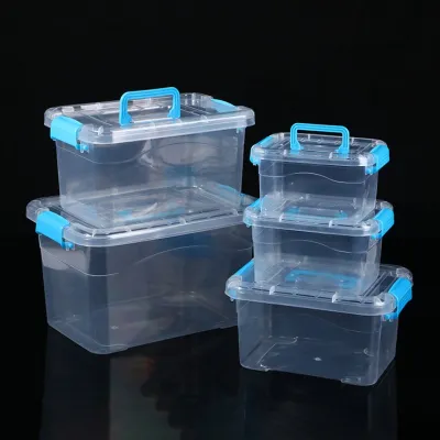 Household Multi-Purpose Storage Box Plastic Container for Food with Handle and Latch Lock Thickened Covered Food Grade Storage Box Makeup Organizer