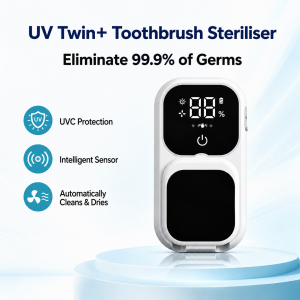 UV Toothbrush Sterilizer Holder Smart Sensor Auto Open Cover Wall Mount USB Rechargeable with Auto Drying Kills 99.9% Bacteria