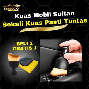 TERHALUS Kuas premium Gratis kain lap microfiber Pembersih kisi ac doortrim dashboard jok panel sela interior mobil / Sikat koas kualitas terbaik bahan nilon super lembut dan halus