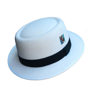 Topi Fedora Pie + Aksesoris Bulu Pheasant dan Polkadot Pria dan Wanita Size Dewasa Italy Jazz