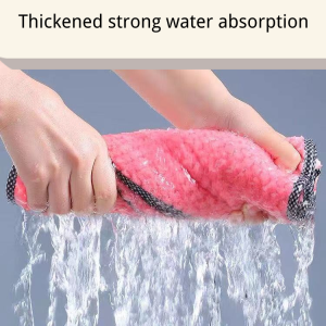 Kitchen rag dishwashing towel dishwashing cloth cleaning cloth tablecloth strong water absorption coral velvet oil free thickened and lint free