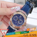 GUESS ORIGINAL - GUESS W0775L10 - WOMEN LA - Biru - Leather - Diameter 2,8 CM. Water Resist 50 Meter Jamdunia / Jam dunia JD18 # Jam Tangan Wanita Jam Tangan Cewek Jam Wanita Jam Anti Air # GUESS W 0775 L10 W0775. 