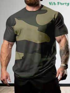 Mens Camouflage Clothing Summer Casual and Comfortable Daily T-Shirt Camo 3D Printed Round Neck Short Sleeved Top Men Clothes