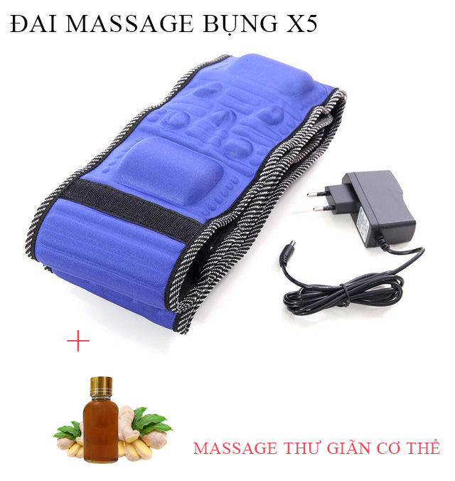 Máy massage bụng, Máy đánh tan mỡ bụng, may matxa bung, đai massage bụng X5 tặng kèm 30ml tinh dầu quế massage giảm béo
