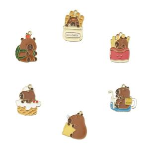 Stylish Elegant Color Capybaras Alloy Keychain Charm Pendant Versatile Dress Up Charm Accessory for Everyday Use