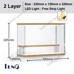 Transparent Acrylic Display Box with Wooden Top & Base suitable for Figures /Cosmetic / Perfume / Popmart