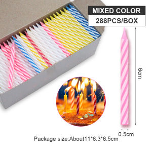 288pcs Birthday Candle Assorted Color Spiral Birthday Candle Birthday Candle for Cake and Birthday Party