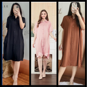 Paket Baju Daster Jumbo 3 100rb Dress Lula Full Kancing Depan Wanita Busui Bumil Friendly ld 120