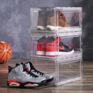 Acrylic shoe box high quality shoe cabinet with magnetic suction not plastic material