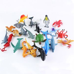 XHLXH 24pcs/lot for Children Collectible 6CM Sea Creatures Ocean Animals Action Figures Model Toys Marine Animal Simulation Animal