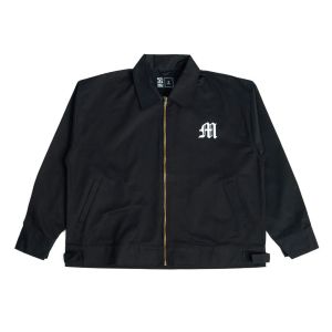 Monochrome Jaket Boxy Pria Lengan Panjang Twill Premium Men Jacket Black Dips