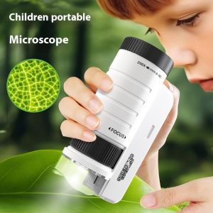 Handheld mini microscope toy with LED light amplification 60X-200X a scientific toy for cultivating childrens exploration of nature easy to carry outdoors