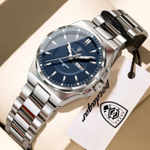 Poedagar Đồng hồ nữ chính hãng dây đeo bằng thép không gỉ lịch dạ quang đa chức năng 100% chống nước 796