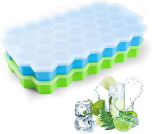 BPA Free Flexible Stackable Ice Cube Tray with Lids Silicone ice trays for Whiskey and Cocktail