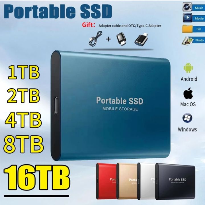 External Hard Drive 2TB USB 3.1 TypeC Mini Portable SSD 1TB Solid