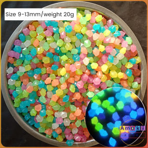 Amoki【Ready in Stock】 3-13mm Luminous Sand Stone Glow In Dark Home Pebbles Stone Path Outdoor Yard Fish Tank Decorations