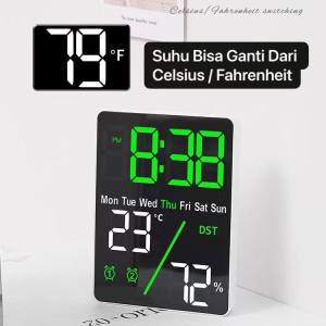 JD-5508 Digital Smart Alarm Clock Jam Meja Digital Jam Design Elegan Suhu Humidity Alarm Hari