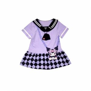 LOBER ชุดคุโรมิเด็ก ชุดเดรสของเด็กผู้หญิง ชุดเดรสสไตล์เจเค กระโปรงเด็กผู้หญิง ชุดคุโรมิสีม่วง 2-8ปี กระโปรงเด็ก