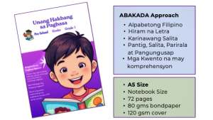 AA New A5 Size Philippine Abakada Approach Educational Book for Grades 1-6 - 72 Pages with 120 Page Back Cover