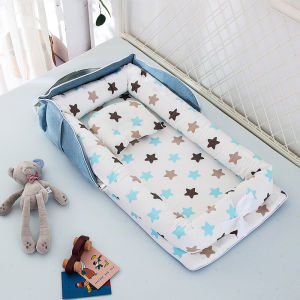 Baby Crib For Newborn Cotton Soft Sleeping Bed Portable Mattress Guard Rail Safety Guard Foldable Travel Bedding Set