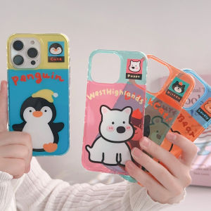 jelly cat Cute Bashful Penguin Phone Case for IPhone 16 11 15 14 13 12 Pro Max 7Plus 8 Plus XR XS X Clear Shockproof Cover