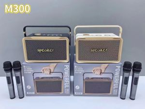 ลำโพงบลูทูธไร้สาย รุ่นM300 แถมไมค์ลอย 2ตัว ECHO/TONE/MUTEมีที่หิ้วพกพาง่าย รองรับ AUX/TF/USB/MIC2 ชาร์จTYPE-C THINGTH