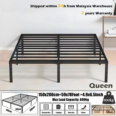 TableTrove Hybrid Metal Bed Frame No Headboard Single/Queen/King Katil Besi for Terrace House