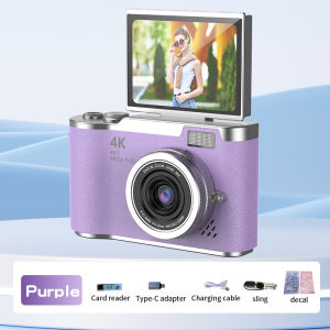 EKLEVA 4K Ultra HD 180° Flip Screen Selfie Camera - 48MP CCD Sensor 8X Digital Zoom Compact Portable Digital Camera for Students/Vloggers