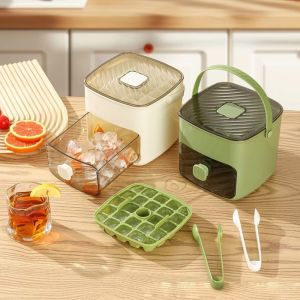 DOHOHO with Easy-press Lid Ice Cube Mold 50 Grids Large Capacity Ice Cube Box Durable Reusable Ice Cube Maker Refrigerator Storage