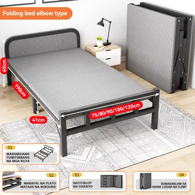 Compact Steel-Support Folding Bed Frame for Office and Bedroom