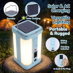 Solar Camping Lantern 360 Wide Angle Lighting Dual Charge IPX45 Waterproof Portable Hook SOS Outdoor