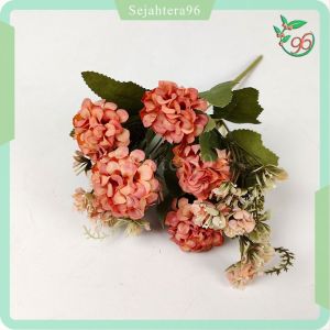 Bunga Pom - Pom Panca Warna Cabang 6 Bunga Anyelir Mini Hydrangea - bunga Imitasi kain artificial untuk dekorasi cafe dekorasi rumah dekorasi kamar dan dekorasi pelaminan atau dekorasi wedding Import premium termurah artifisial palsu kain