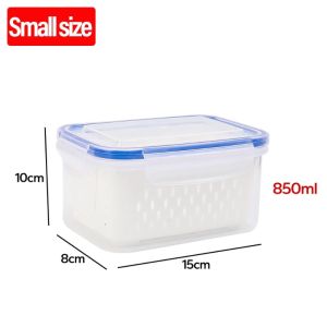850/1750ml hai lớp hộp trữ ráo nước dùng cho thực phẩm lò vi sóng nhựa hộp kín cho tủ lạnh trái cây cầm tay rau tươi giữ hộp
