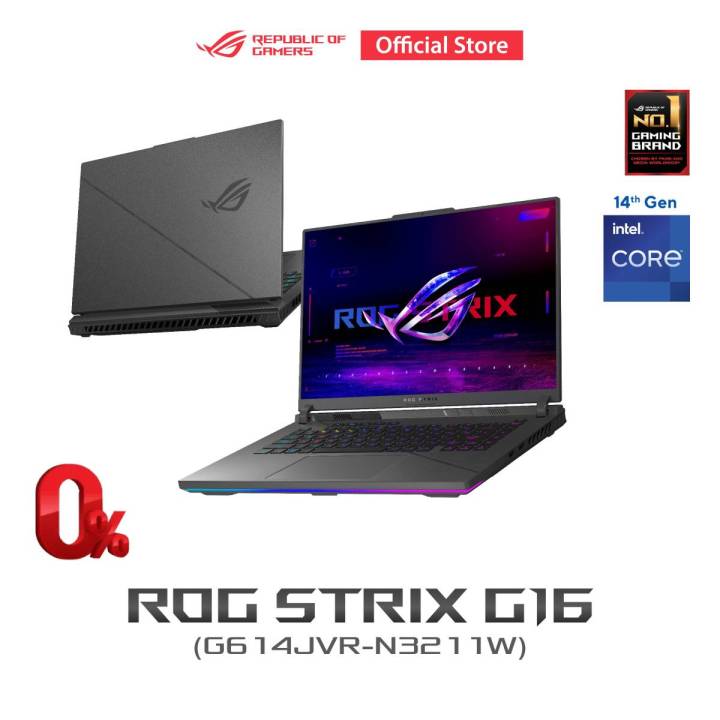 ASUS ROG Strix G16 (2024) gaming laptop 16", 165Hz WUXGA IPS, NVIDIA GeForce RTX 4060 + Intel UHD Graphics, Intel Core i9-14900HX, 16GB DDR5-5600 SO-DIMM, 512GB PCIe 4.0 NVMe M.2 SSD, RGB keyboard, G614JVR-N3211W
