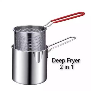SumberAbadi Mini Deep Fryer Set 4 in 1 Panci Multifungsit Penggorengan Rebus Stainless Saringan Capitan