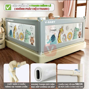 (NÂNG CẤP) Thanh Chắn Giường Cho Bé V-BABY N1S/N2 & N1 & N002 Cao Cấp Nâng Hạ 1 Và 2 Bên - 1 Thanh Chắn 1 Mặt
